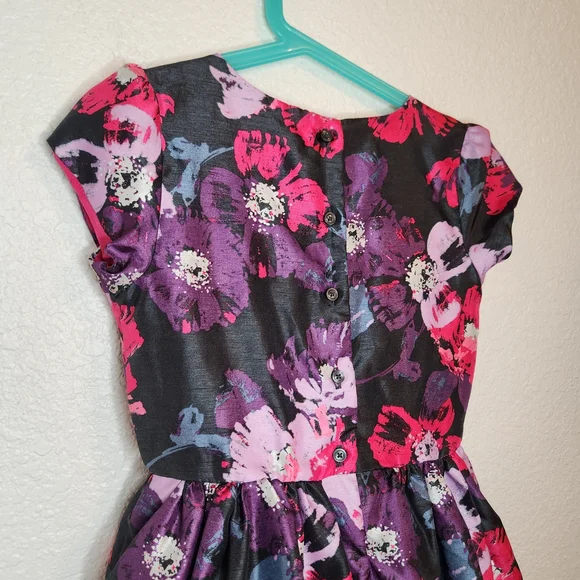 Gymboree Dressed Up Girl’s Black Pink Purple Florals Dress Size 8 sundress - Picture 10 of 15